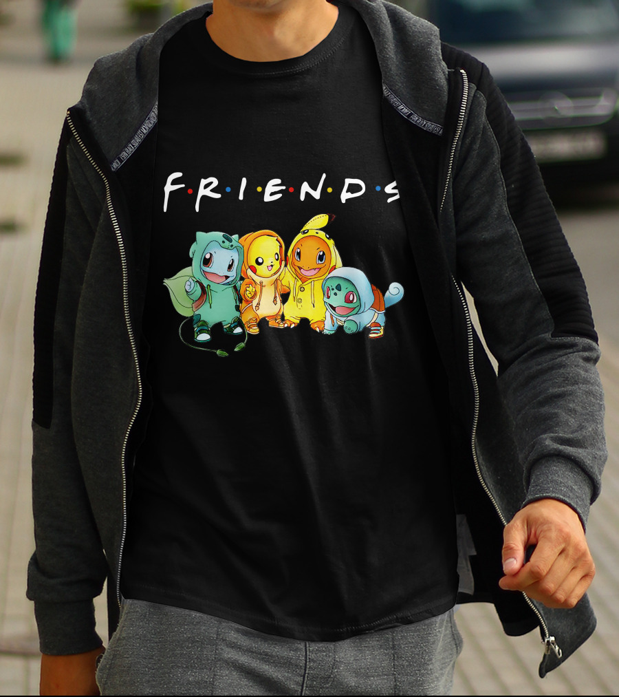 FRIENDS Pikachu ZN443 Bulbasaur Charmander Squirtle T-Shirt