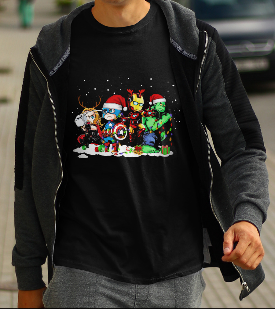 Captain America Iron Man Thor Hulk Christmas ZN913 T-Shirt