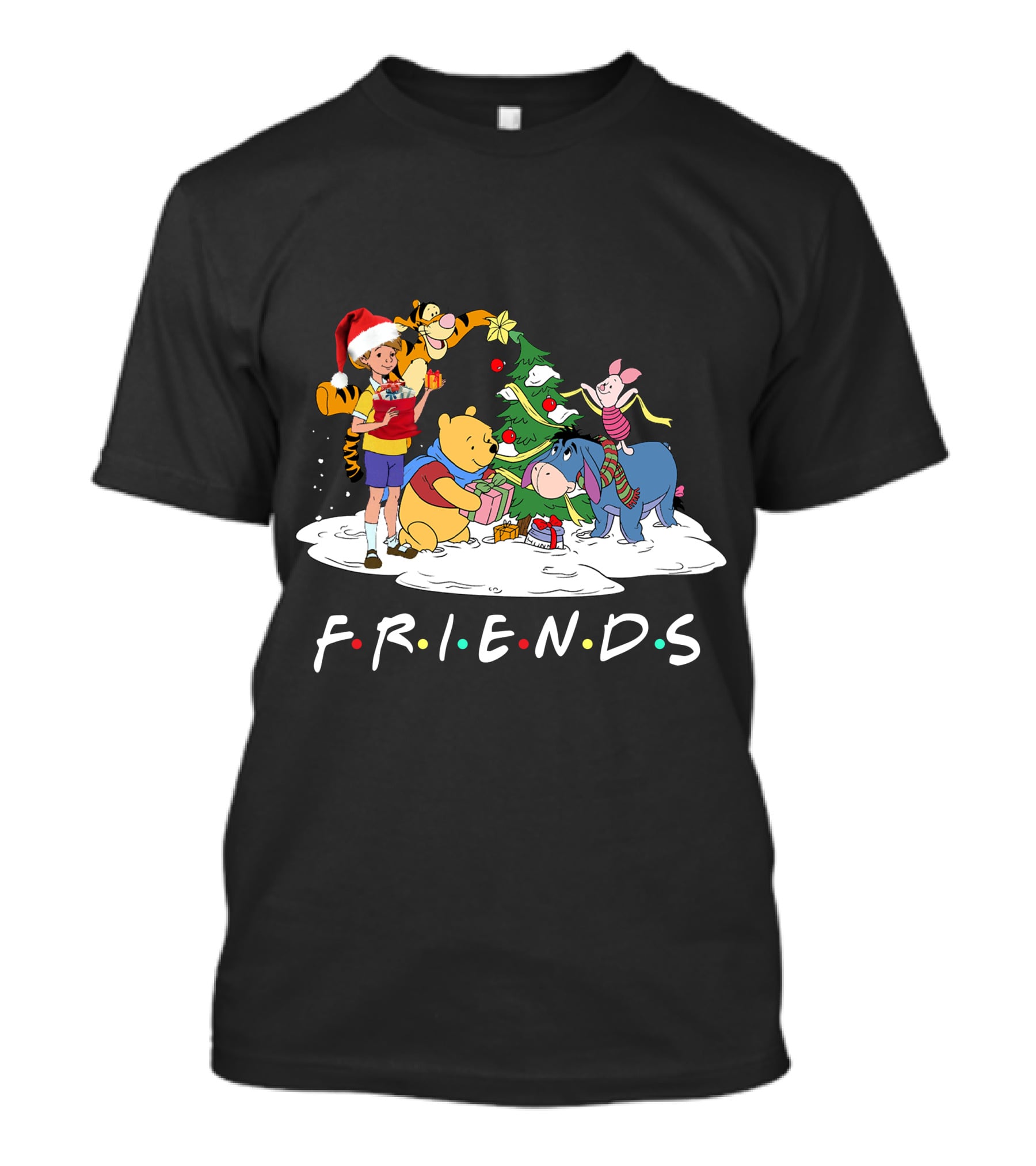 FRIENDS Winnie The Pooh Christmas Tree Gathering ZN658 T-Shirt