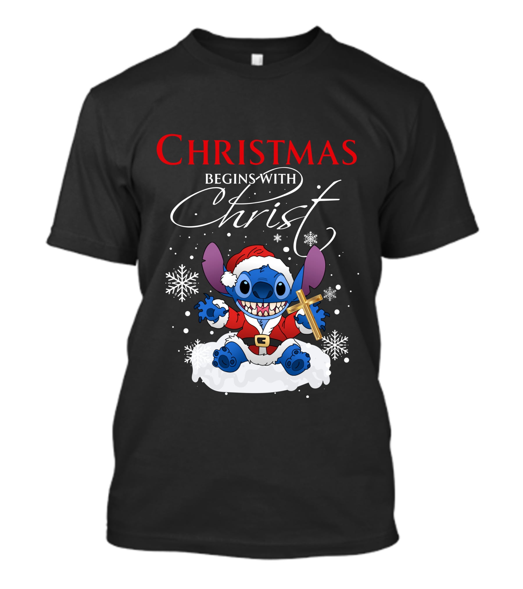 Christmas Begins With Christ Stitch Premium ZN722 T-Shirt