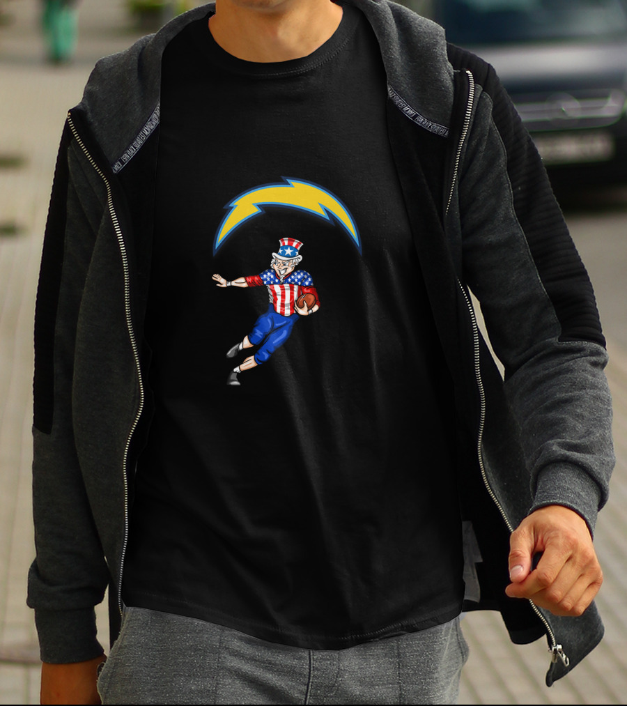 Los Angeles Chargers Fourth Of July Uncle Sam Football T-Shirt