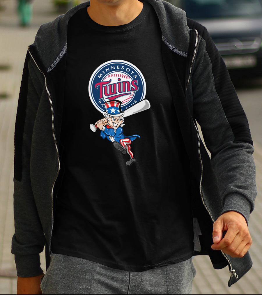 Minnesota Twins Uncle Sam 4Th July Baseball Club Emblem Patriotic Batting T-Shirt