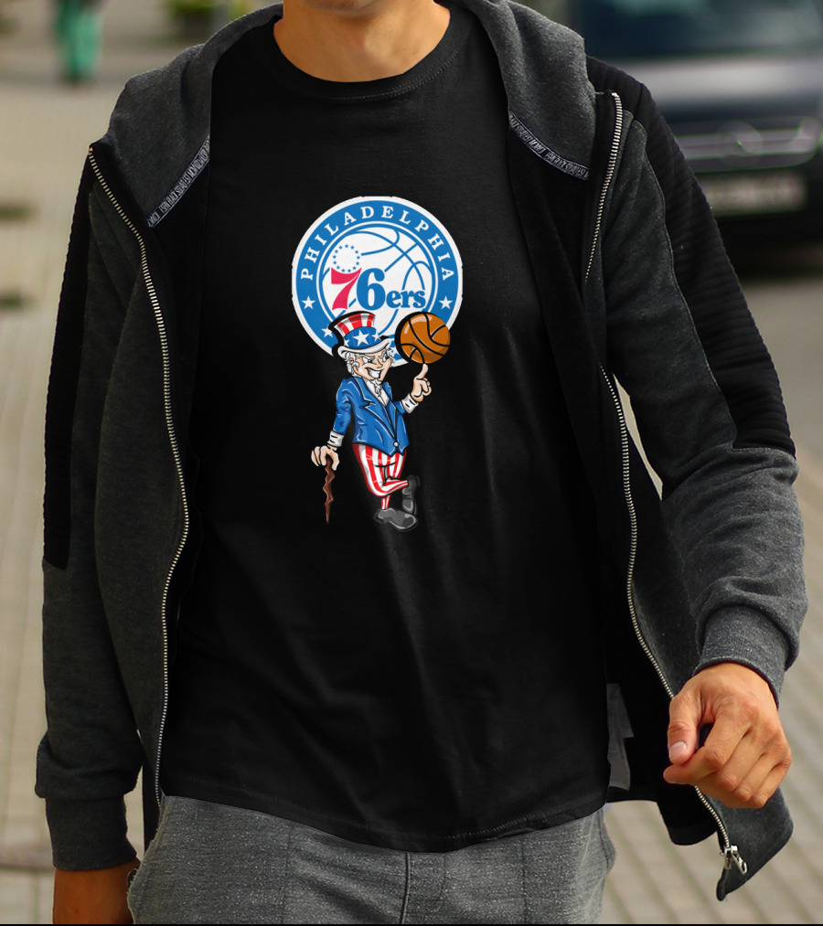 Philadelphia 76ers Uncle Sam Spinning Basketball 4Th July T-Shirt