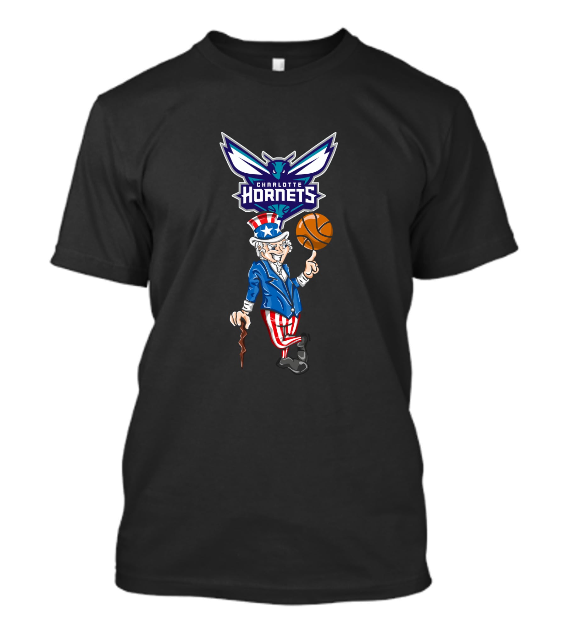 Charlotte Hornets Uncle Sam 4Th July Basketball T-Shirt