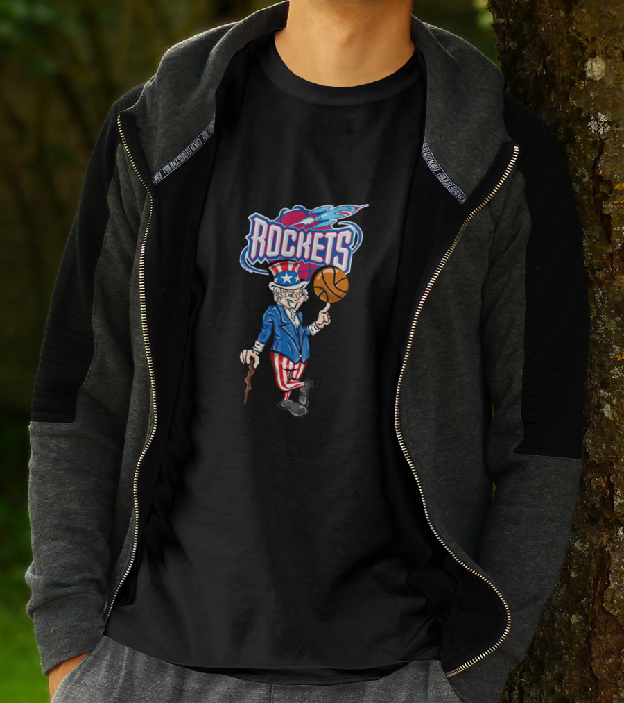 Houston Rockets Uncle Sam Patriotic Basketball Theme T-Shirt