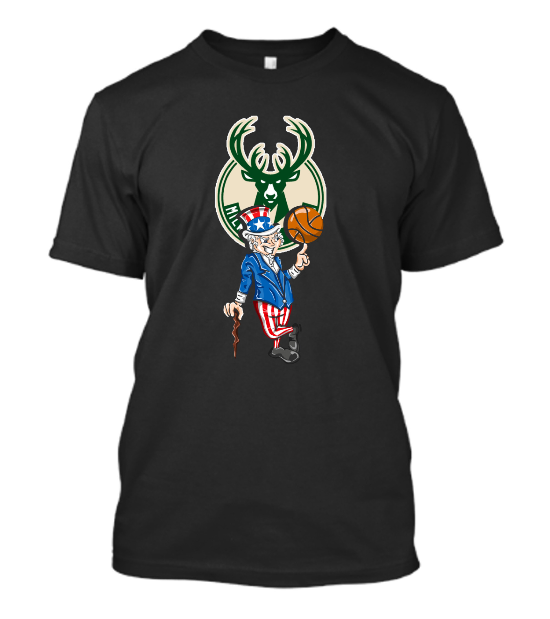 Milwaukee Bucks Uncle Sam Basketball Fourth Of July T-Shirt