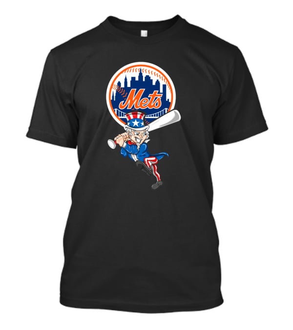 New York Mets Uncle Sam 4Th July Patriotic Baseball Swing T-Shirt