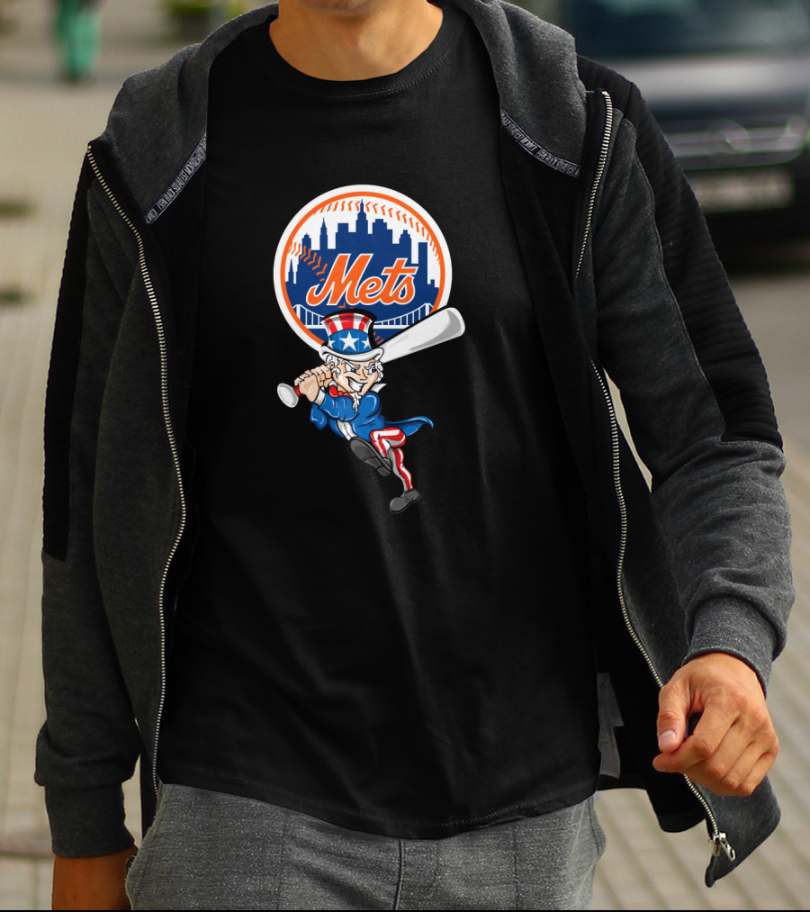 New York Mets Uncle Sam 4Th July Patriotic Baseball Swing T-Shirt