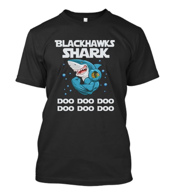Blackhawks Shark Doo Doo Doo Hockey Team Logo Animation T-Shirt