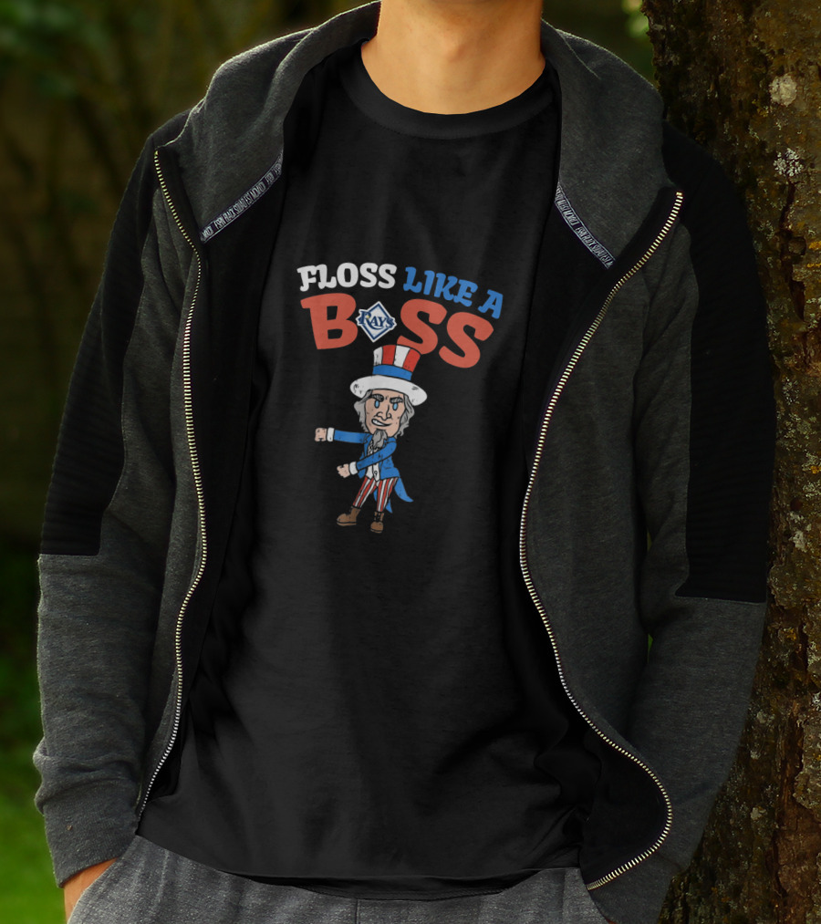 Floss Like A Boss Tampa Bay Rays Patriotic Uncle Sam 4Th Of July T-Shirt