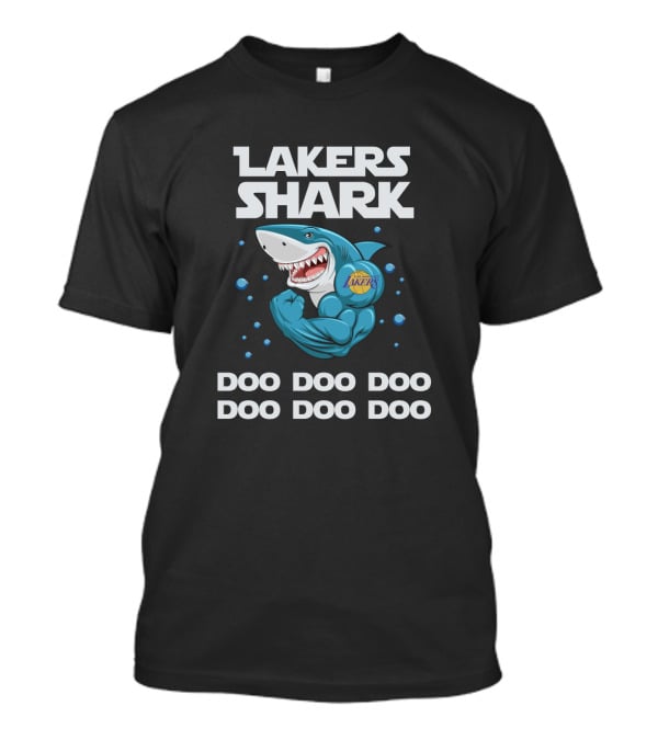 Los Angeles Lakers Shark Doo Doo Doo Lakers Logo Basketball Fun T-Shirt