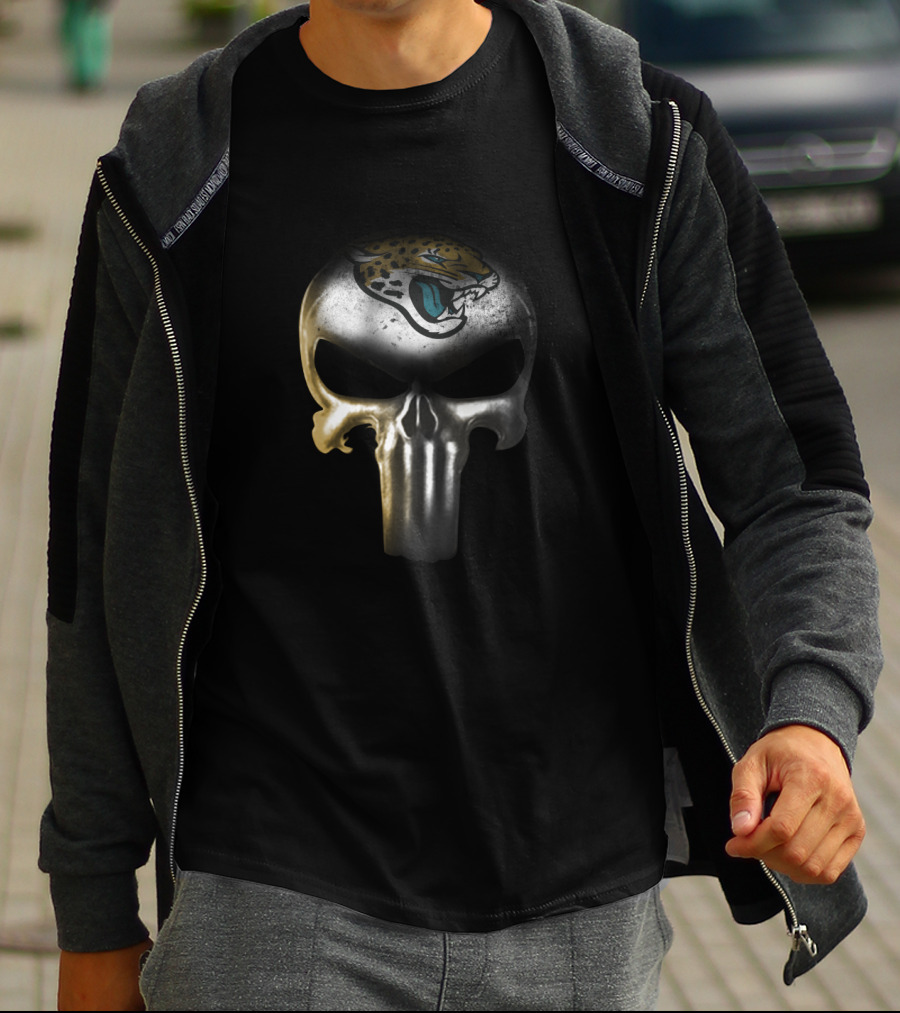 Punisher Skull With Jacksonville Jaguars Logo For Fans T-Shirt