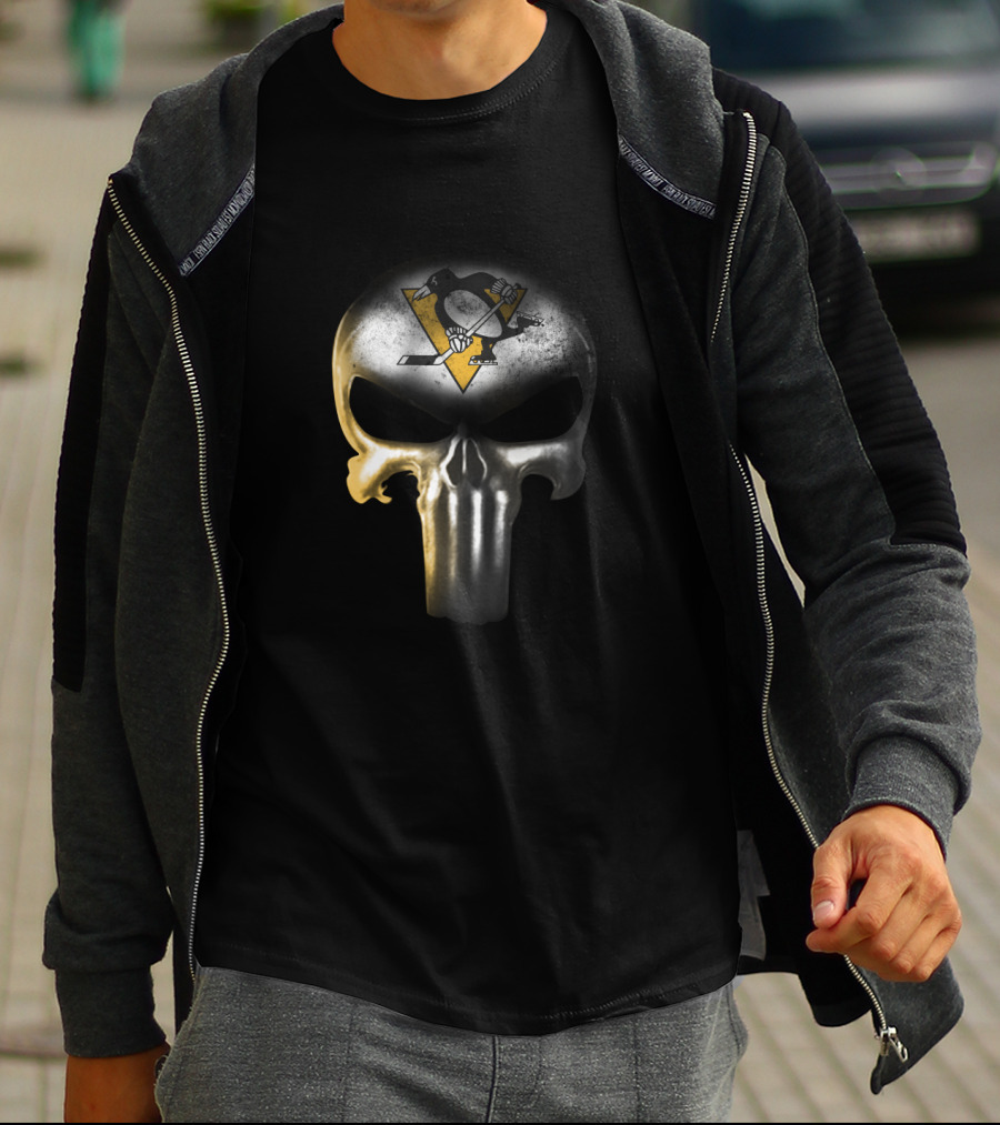 Pittsburgh Penguins Fans Punisher Skull T-Shirt