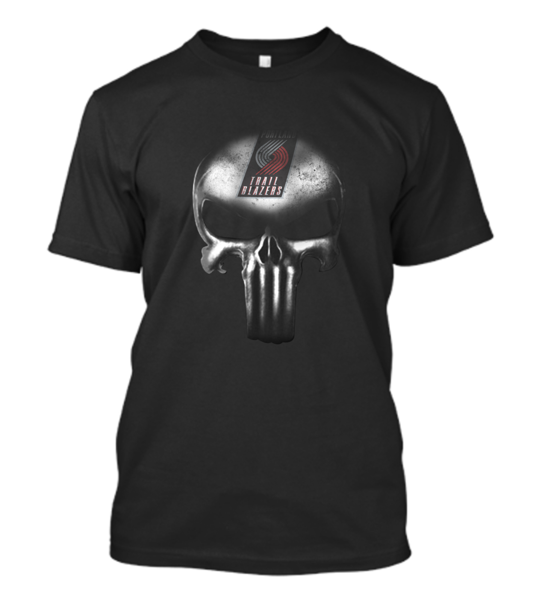 Portland Trail Blazers Fans Punisher Skull T-Shirt