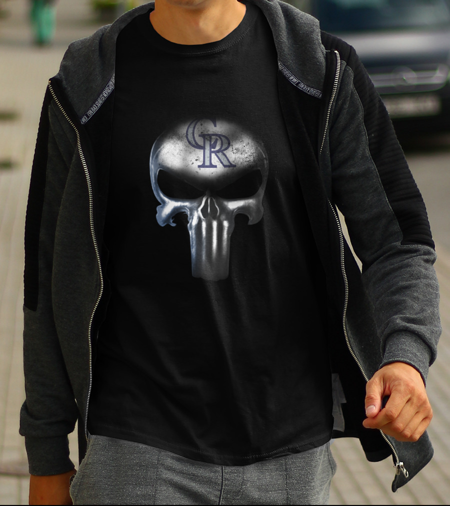 Colorado Rockies Punisher Skull Emblem For Fans T-Shirt