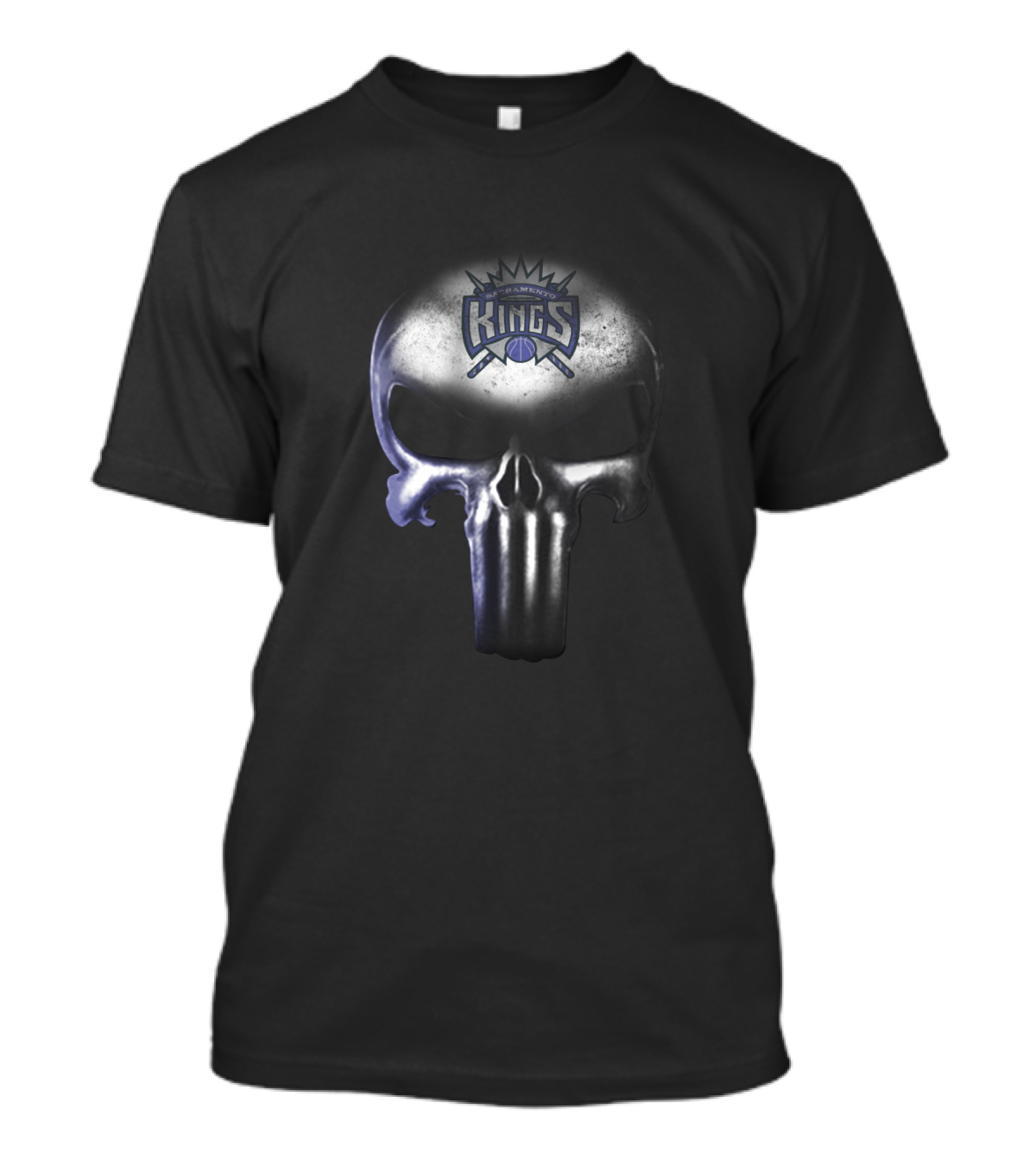 Sacramento Kings Punisher Skull Emblem For Basketball Fans T-Shirt