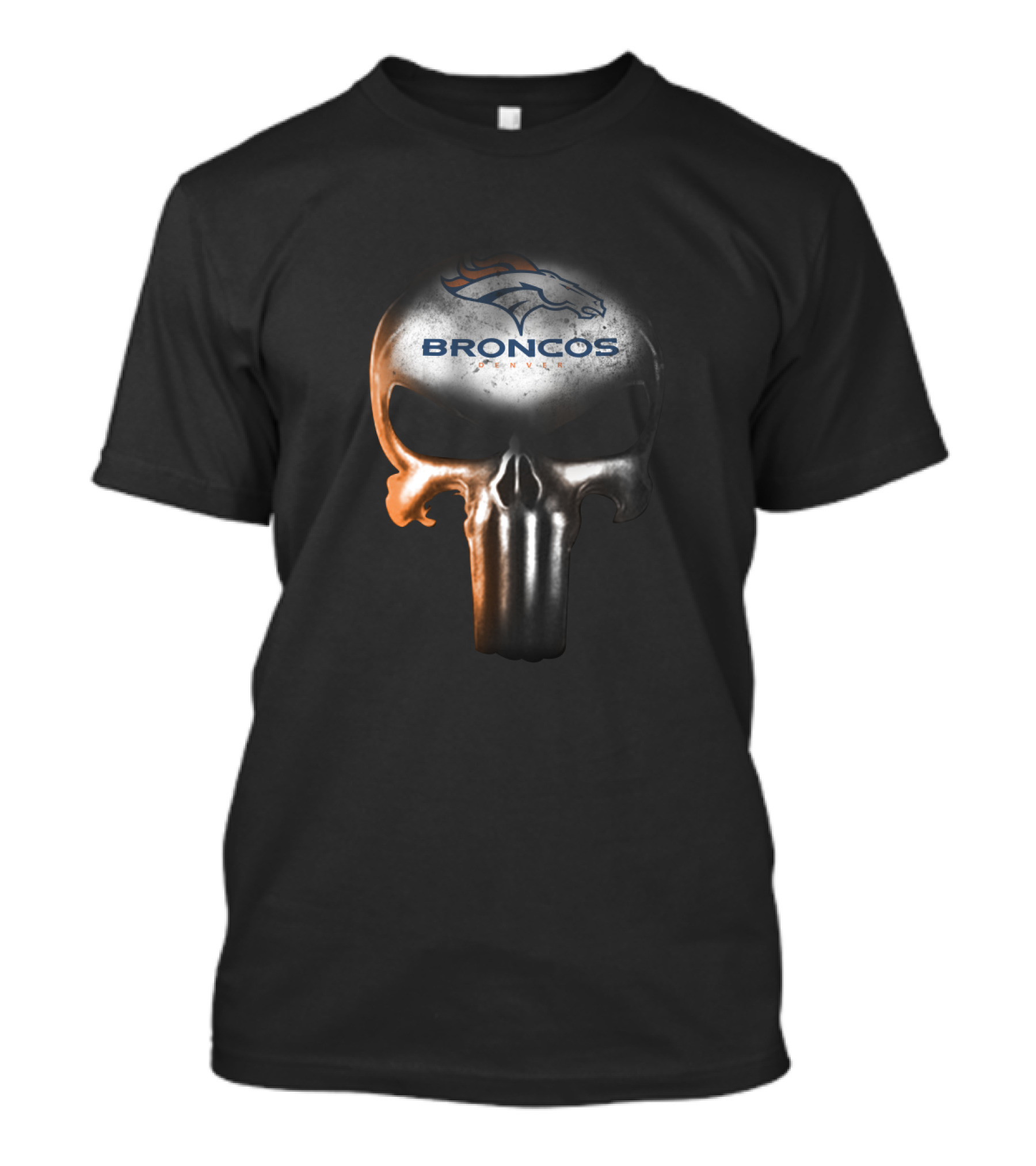Denver Broncos Fans Unique Skull Design Featuring The Punisher T-Shirt