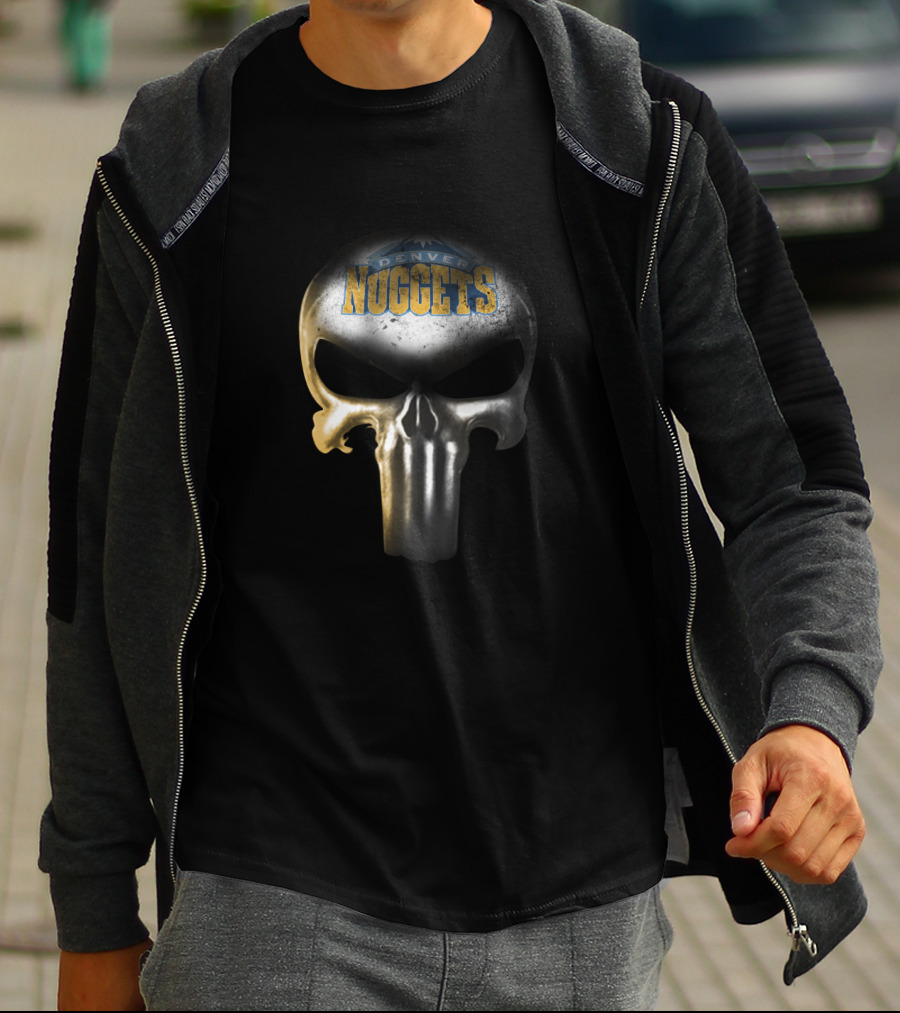 Denver Nuggets Punisher Skull Crossover For Fans T-Shirt