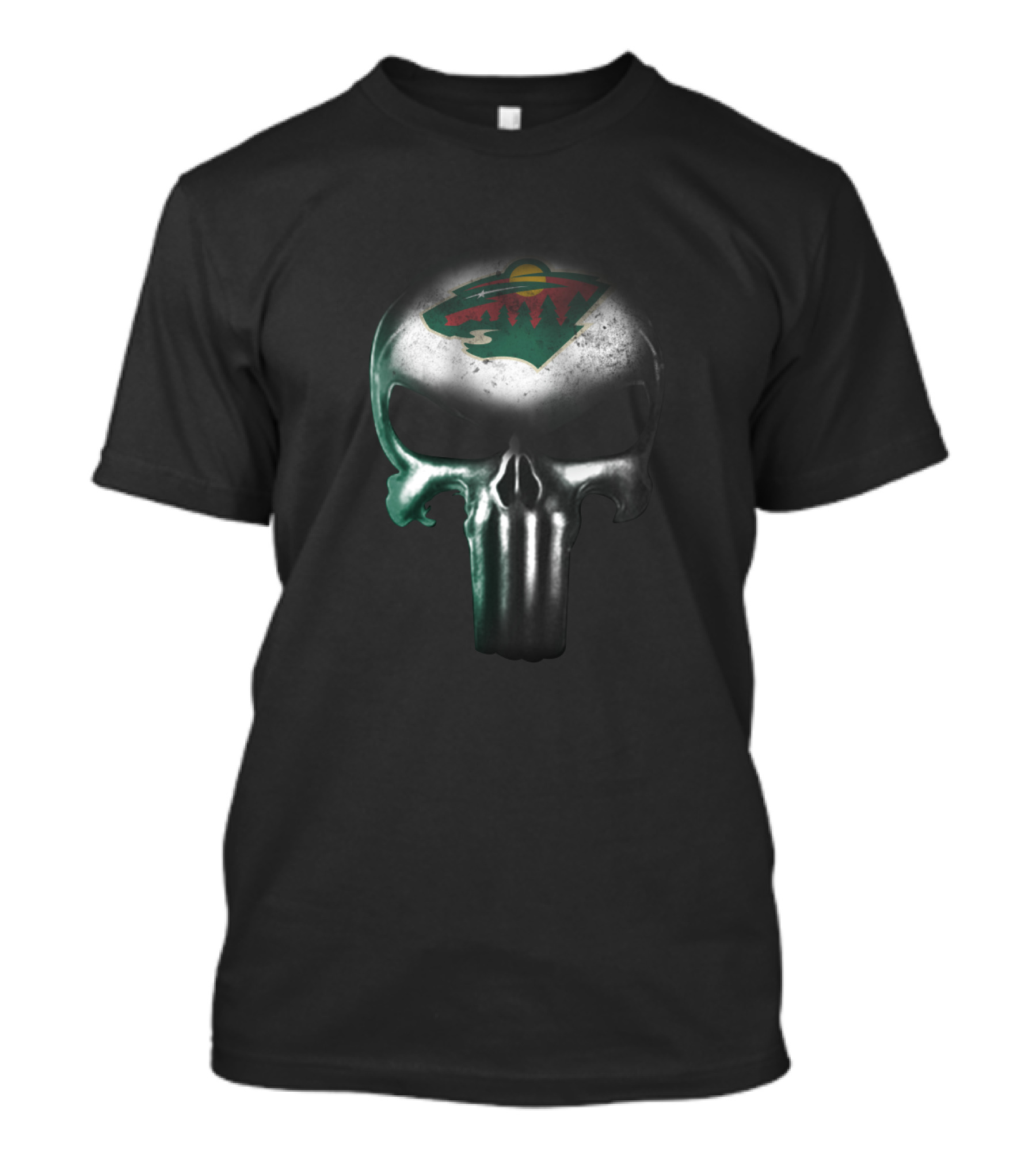 Punisher Skull With Minnesota Wild Icon For Enthusiasts T-Shirt