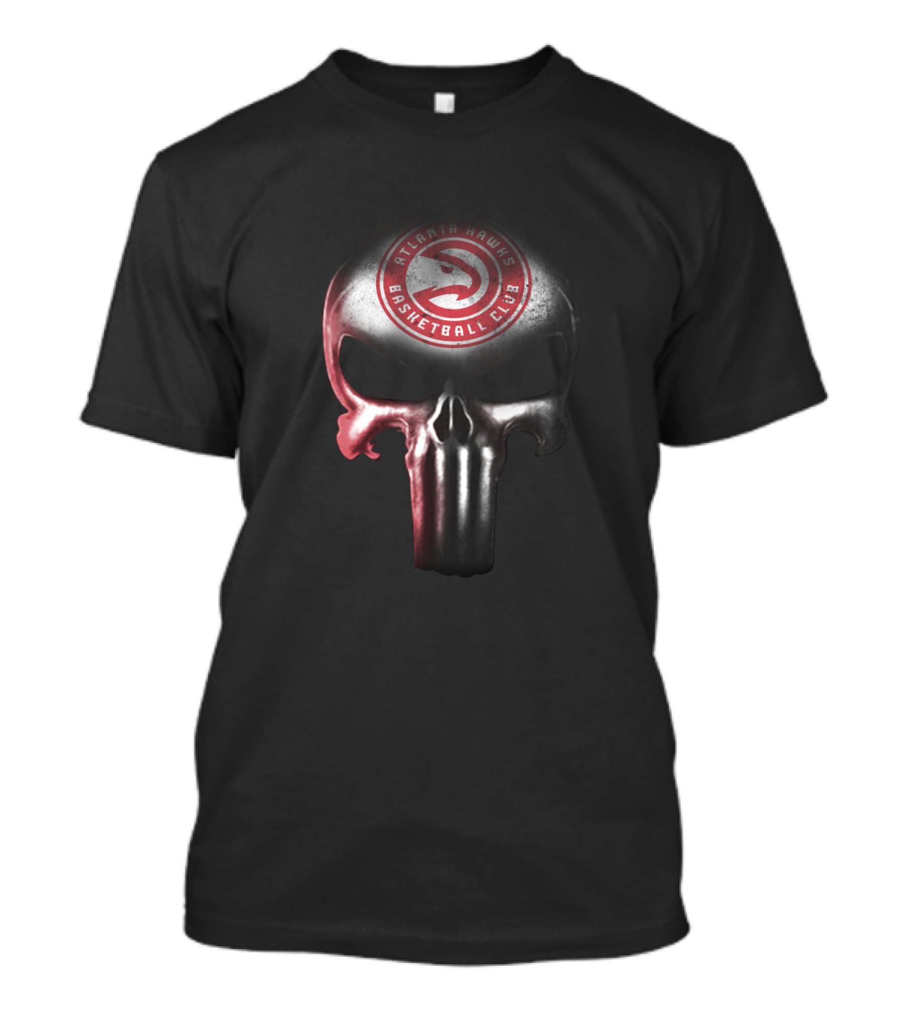 Atlanta Hawks Basketball Club Punisher Skull Logo Design For Fans T-Shirt