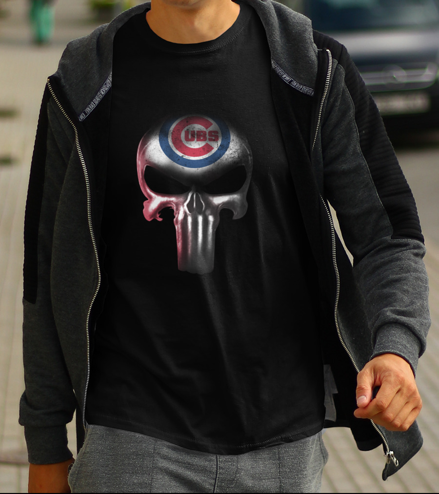 Chicago Cubs Punisher Skull Crossover For Enthusiasts T-Shirt
