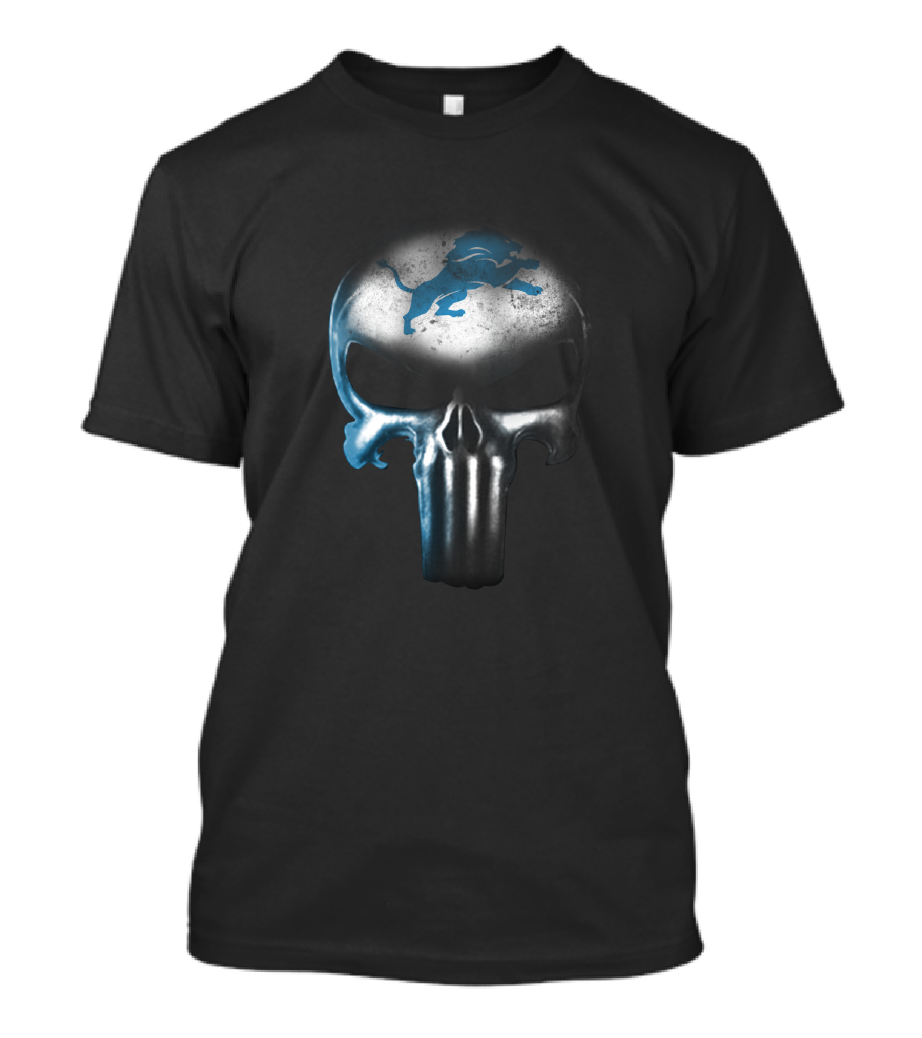 Detroit Lions Fans Punisher Skull T-Shirt