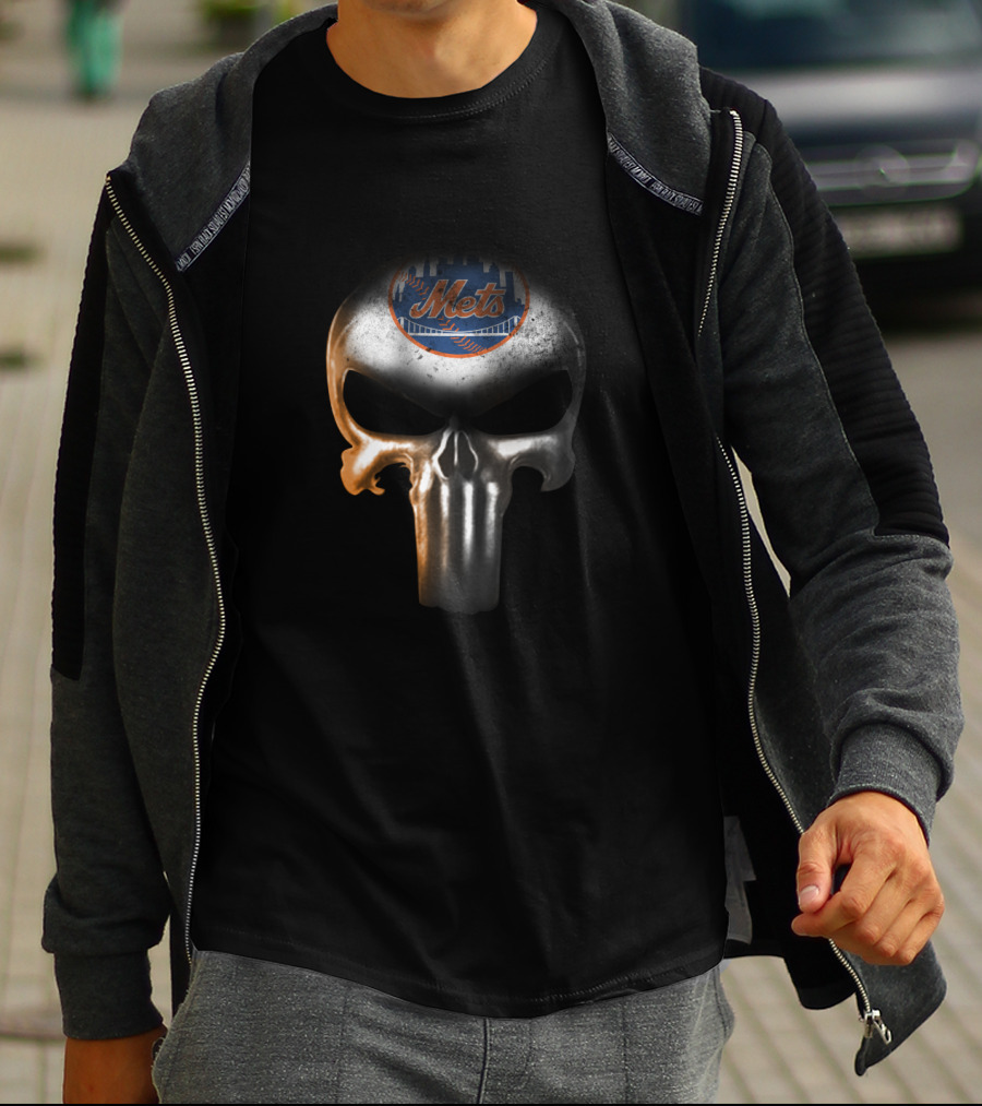 New York Mets Punisher Skull Icon For Fans T-Shirt