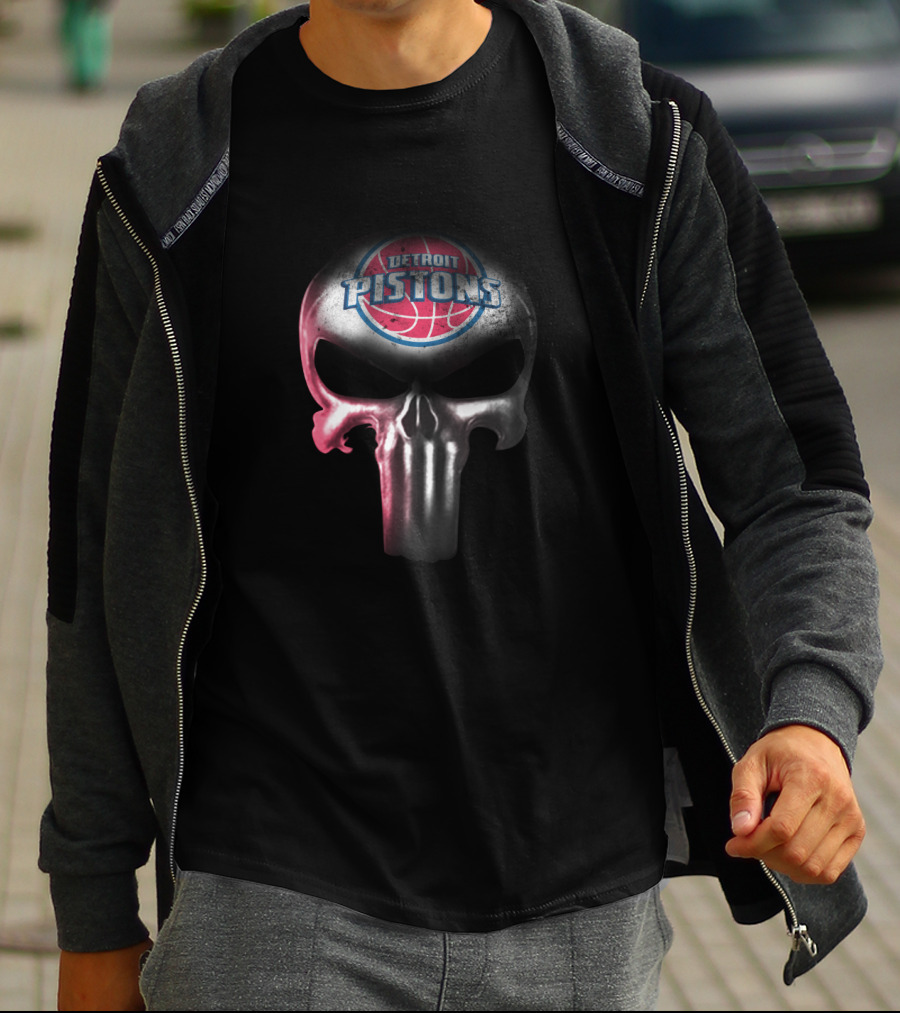Detroit Pistons Fans Punisher Skull T-Shirt