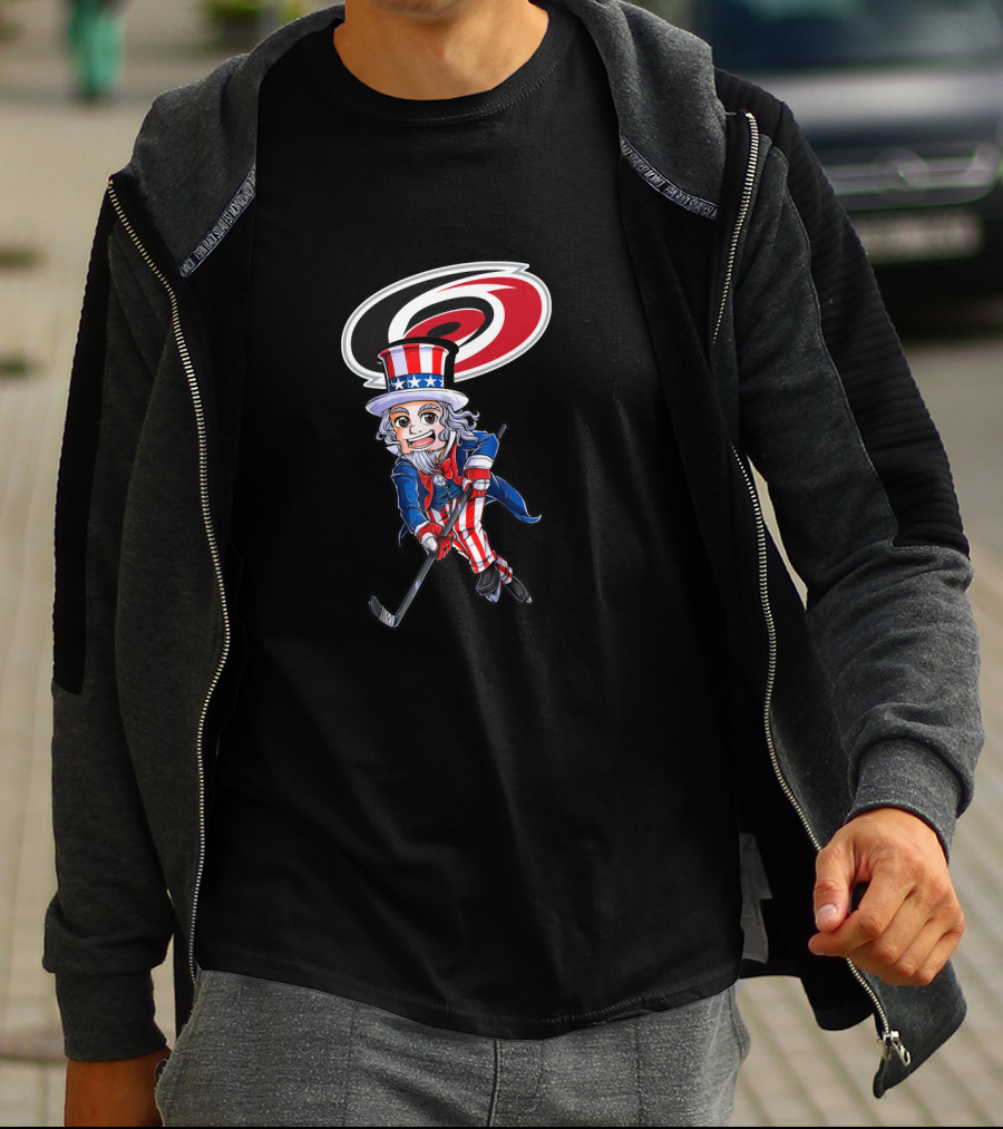 Carolina Hurricanes Uncle Sam Hockey July 4Th Fan Skate America T-Shirt