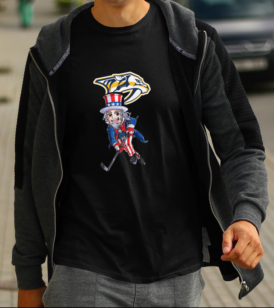 Uncle Sam Hockey With Nashville Predators For 4Th Of July Fans T-Shirt