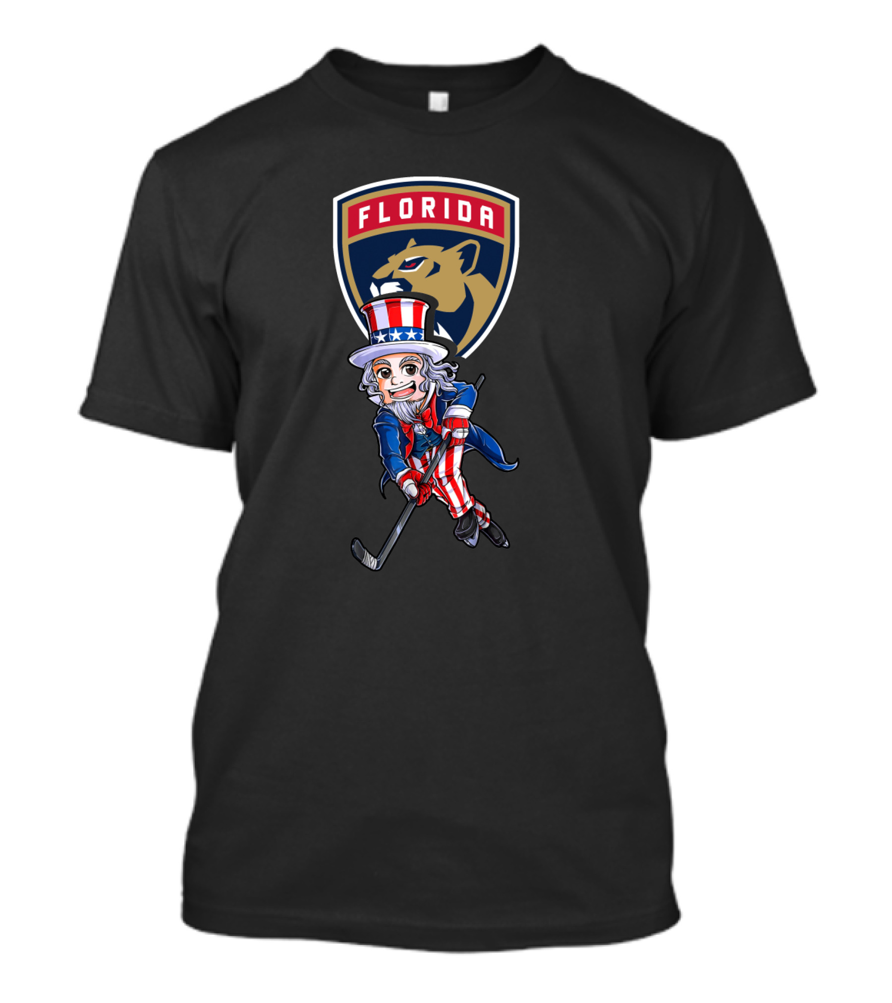 Uncle Sam Hockey With Florida Panthers Logo 4Th Of July T-Shirt
