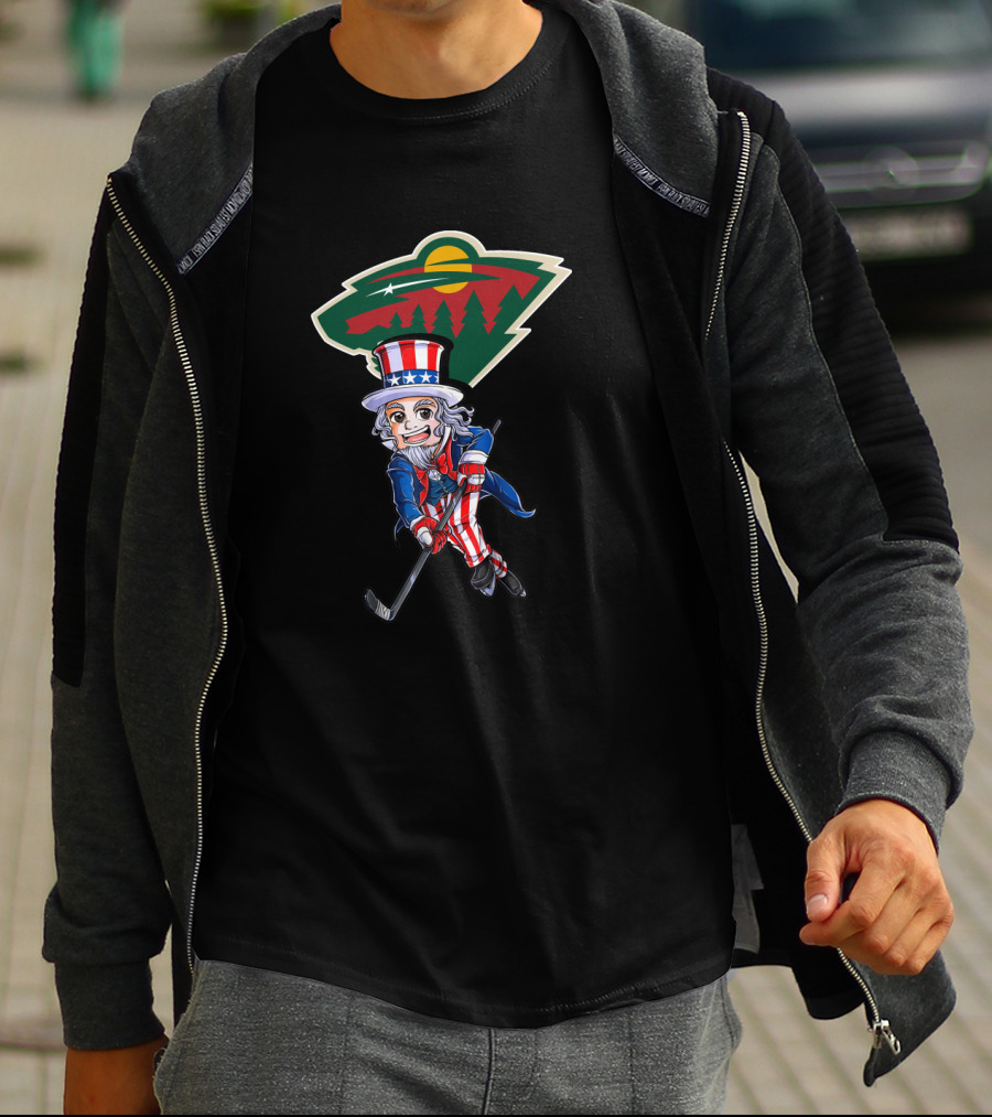 Uncle Sam Hockey With Minnesota Wild For 4Th Of July T-Shirt