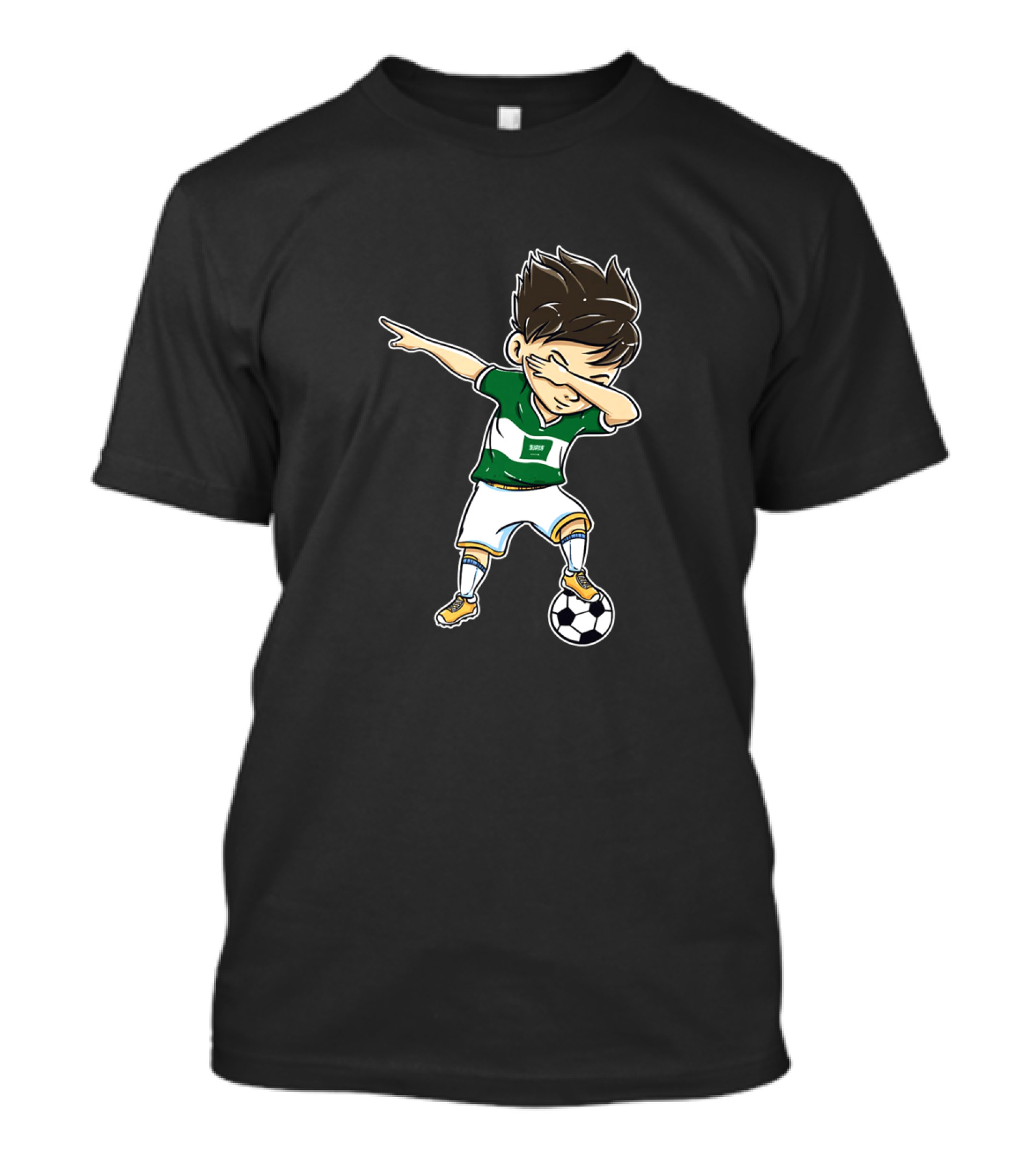 Dabbing Soccer Player In Saudi Arabia Jersey With Football T-Shirt