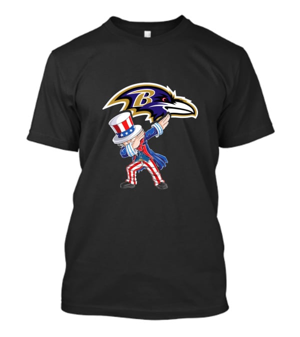 Uncle Sam Dabbing Baltimore Ravens 4Th July Celebration Fan T-Shirt