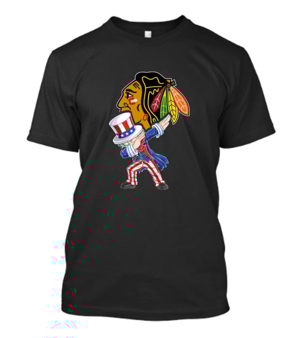 Uncle Sam Dabbing Chicago Blackhawks 4Th Of July T-Shirt