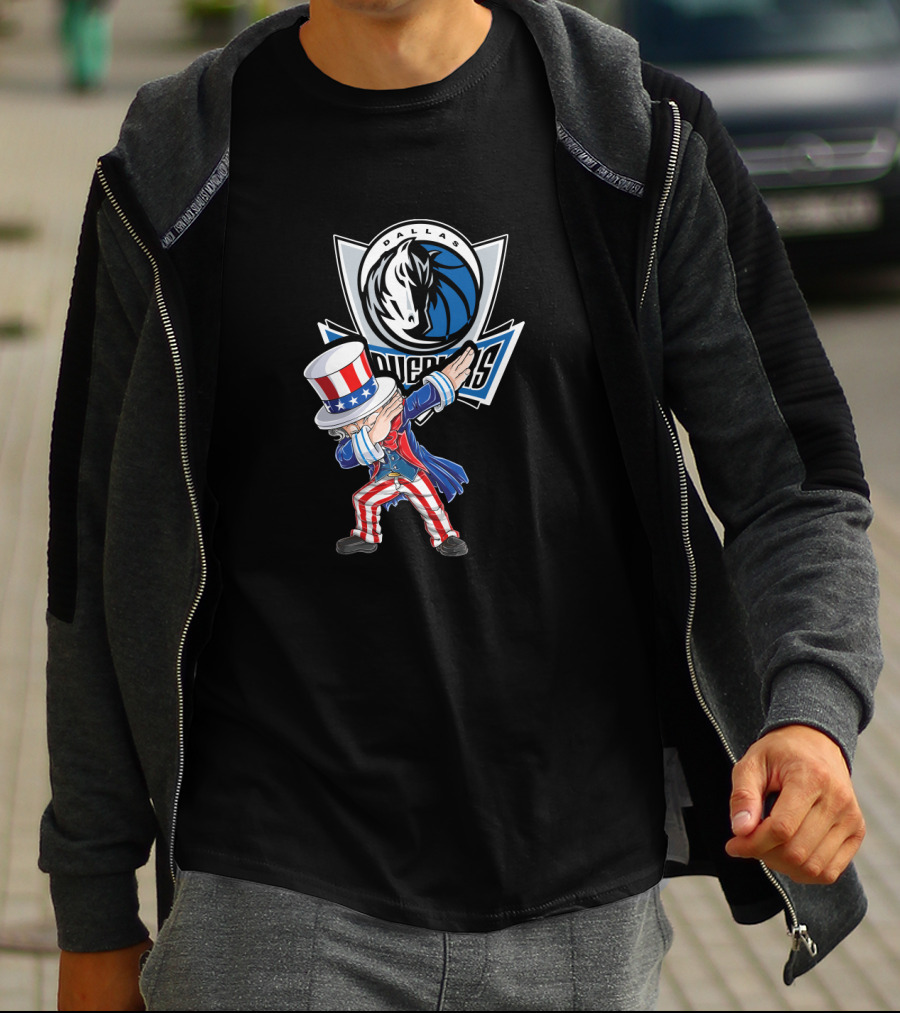 Uncle Sam Dabbing Dallas Mavericks 4Th July Basketball Celebration T-Shirt