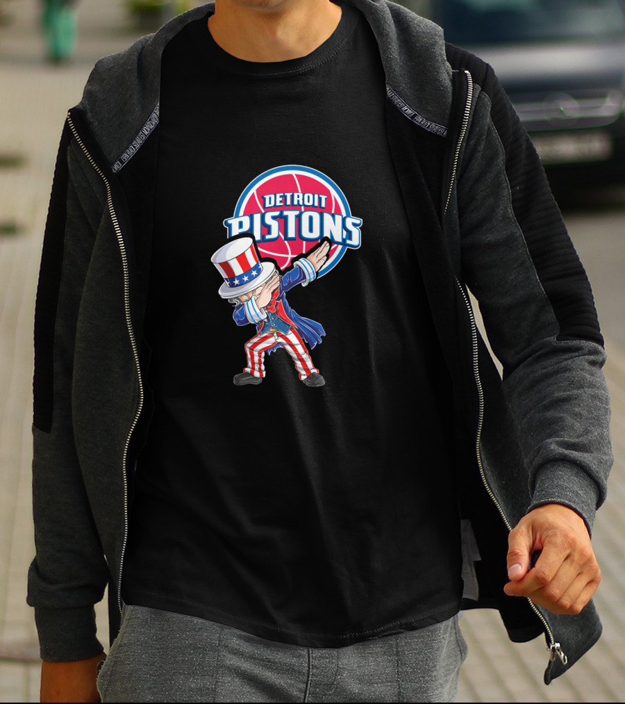 Uncle Sam Dabbing Detroit Pistons 4Th July Basketball Celebration T-Shirt