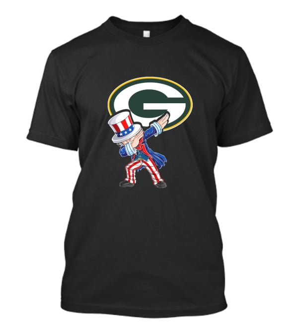 Uncle Sam Dabbing Green Bay Packers Nfl 4Th Of July T-Shirt
