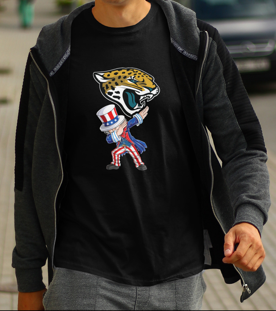 Uncle Sam Dabbing With Jacksonville Jaguars For 4Th Of July T-Shirt