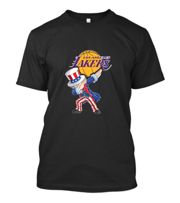Uncle Sam Dabbing Los Angeles Lakers 4Th Of July Basketball Celebration T-Shirt