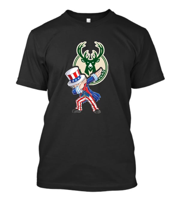 Milwaukee Bucks Uncle Sam Dabbing 4Th Of July Patriotic Basketball T-Shirt