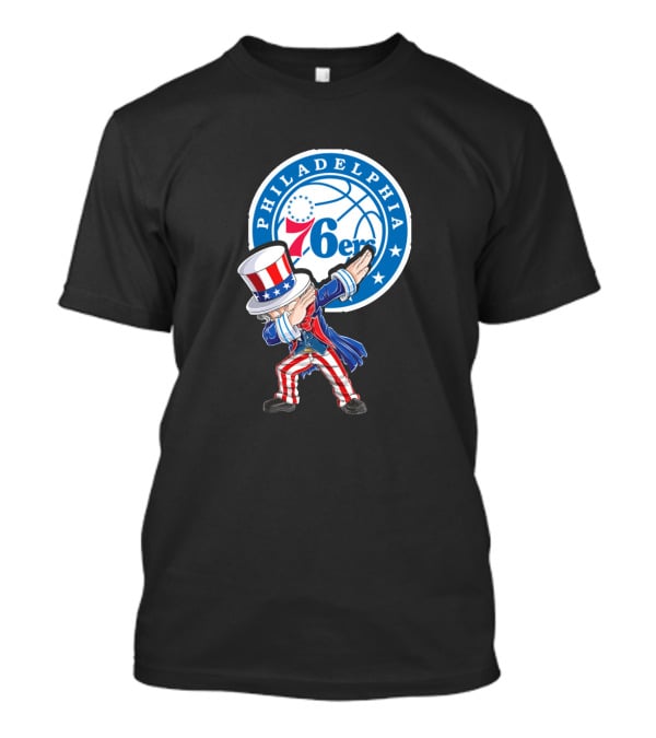 Philadelphia 76ers 4Th July Uncle Sam Dabbing Basketball Motif T-Shirt
