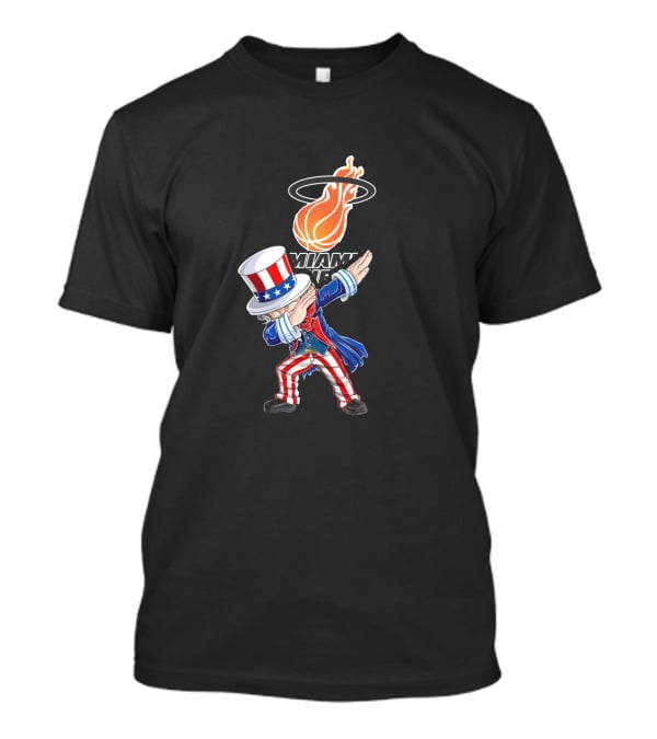 Uncle Sam Dabbing Miami Heat 4Th Of July Fans T-Shirt