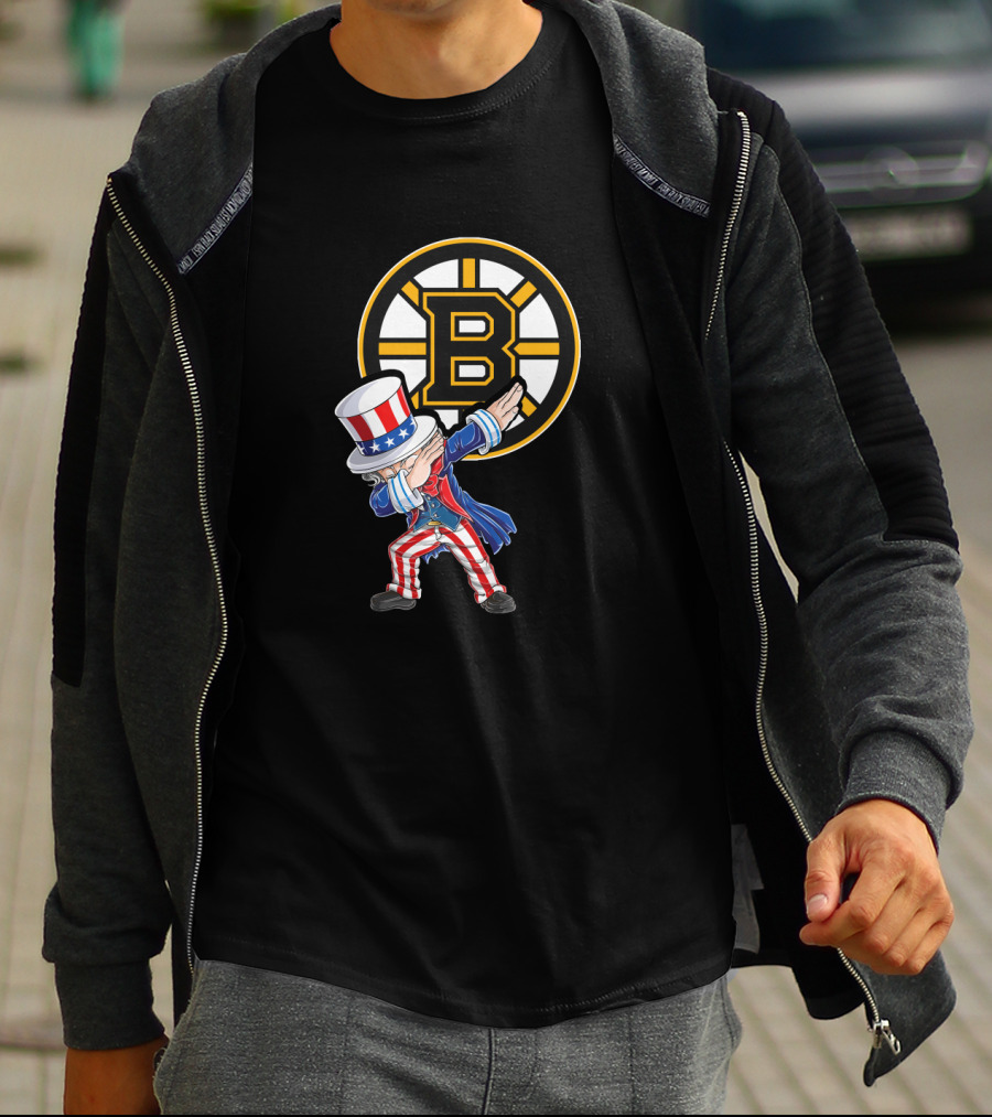 Uncle Sam Dabbing Boston Bruins 4Th Of July Fan Celebration T-Shirt