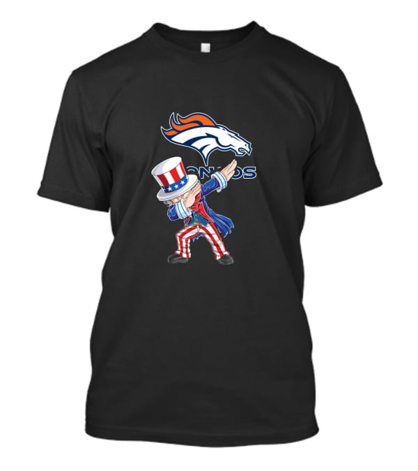 Uncle Sam Dabbing Denver Broncos 4Th Of July Fans Patriotic Football T-Shirt