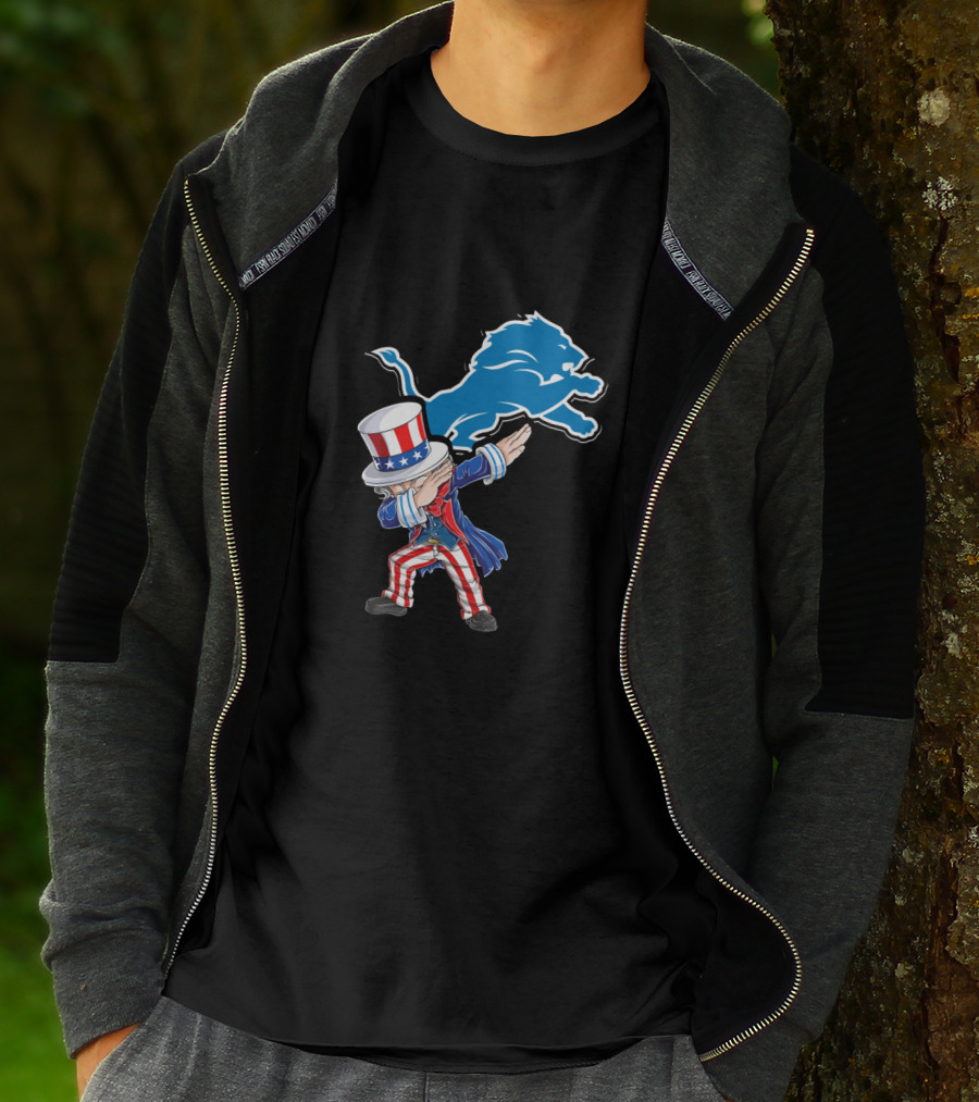Uncle Sam Dabbing Detroit Lions 4Th Of July Fans T-Shirt
