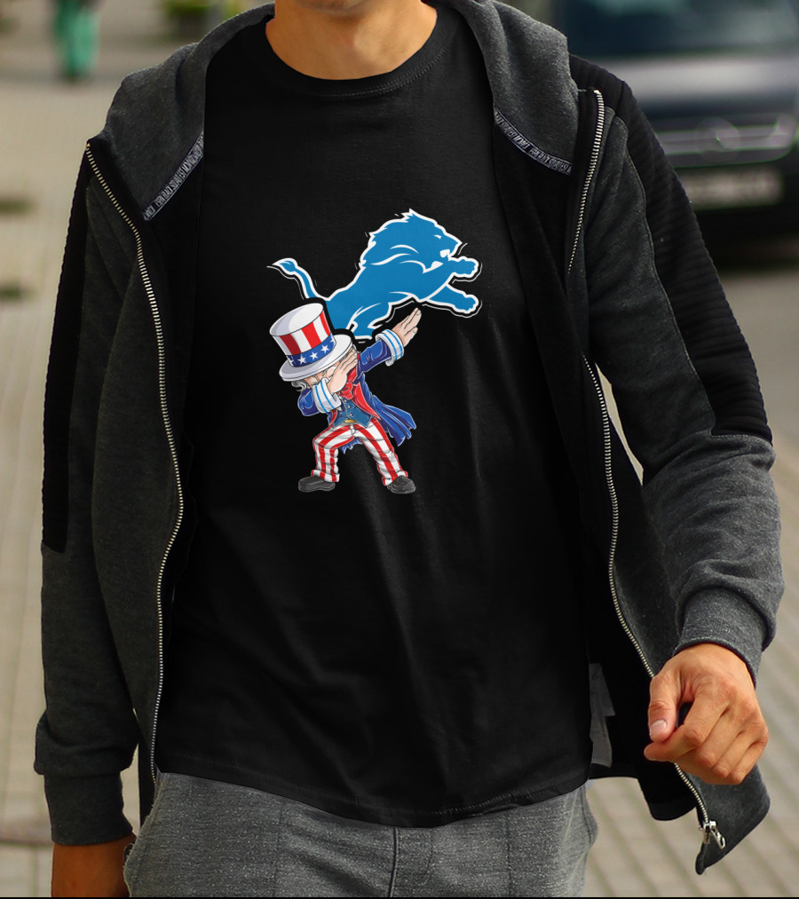 Uncle Sam Dabbing Detroit Lions 4Th Of July Fans T-Shirt