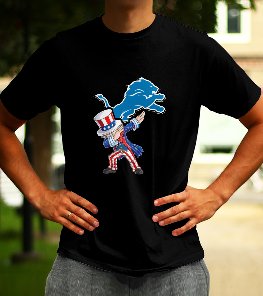 Uncle Sam Dabbing Detroit Lions 4Th Of July Fans T-Shirt