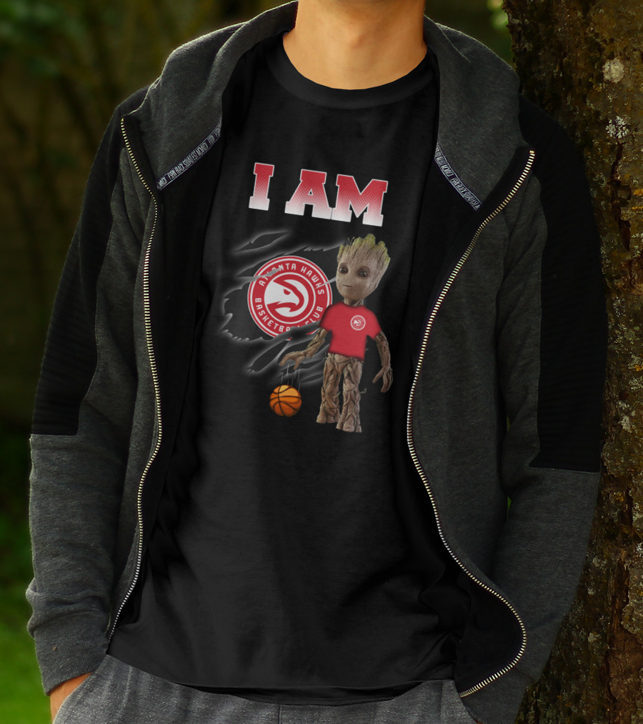 I Am Atlanta Hawks Basketball Groot Holding Basketball T-Shirt