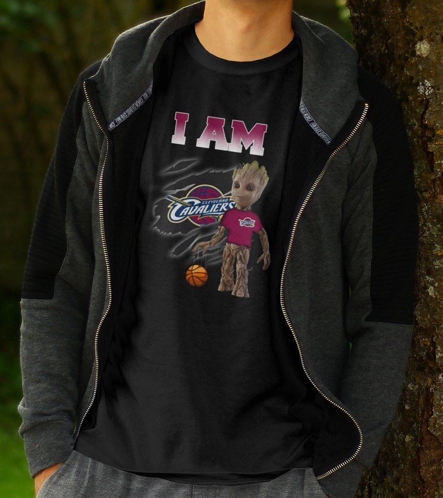 I Am Cleveland Cavaliers Groot With Basketball T-Shirt